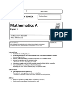 Mathematics A: Paper 1 Core Tier