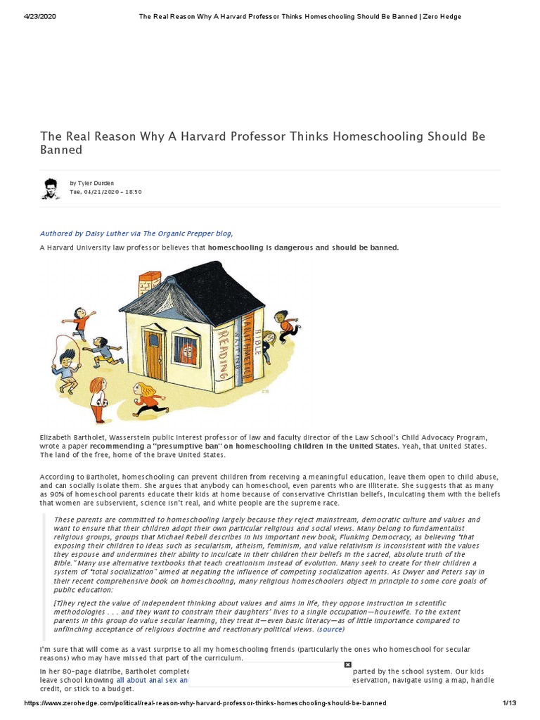 The Real Reason Why A Harvard Professor Thinks Homeschooling Should Be