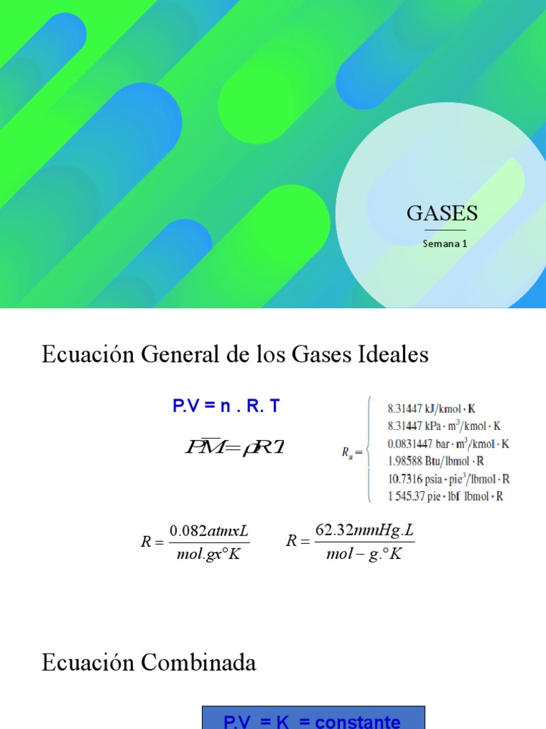 Ecuaciones de Gases Ideales y Reales | PDF | Gases | Ciencia de los ...