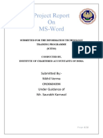 Project Report On MS-Word: Submitted By:-Nikhil Verma CRO0604394 Under Guidance of Mr. Saurabh Karnwal