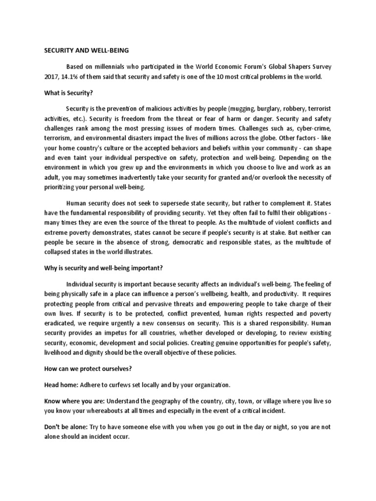 Security and WellBeing PDF Unemployment Social Science