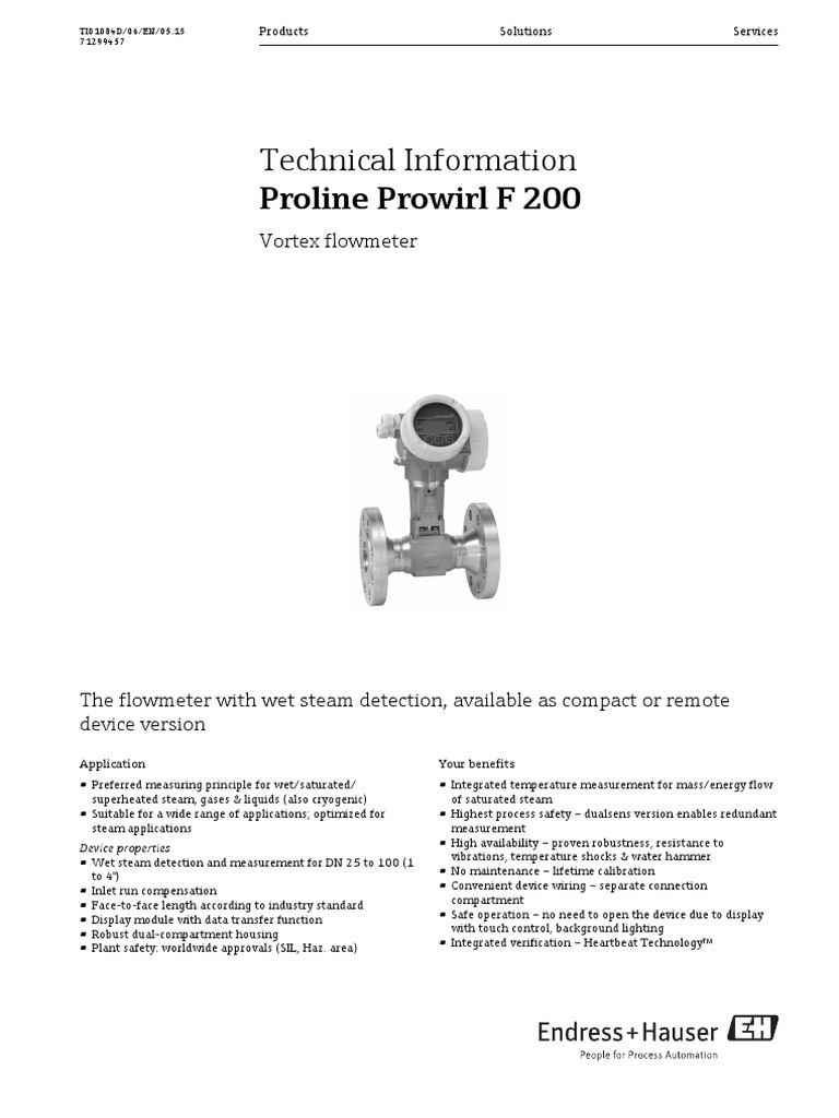 Endress & Hauser Flowmeters Technical Information Proline Prowirl F