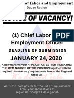Notice of Vacancy!: (1) Chief Labor and Employment Officer