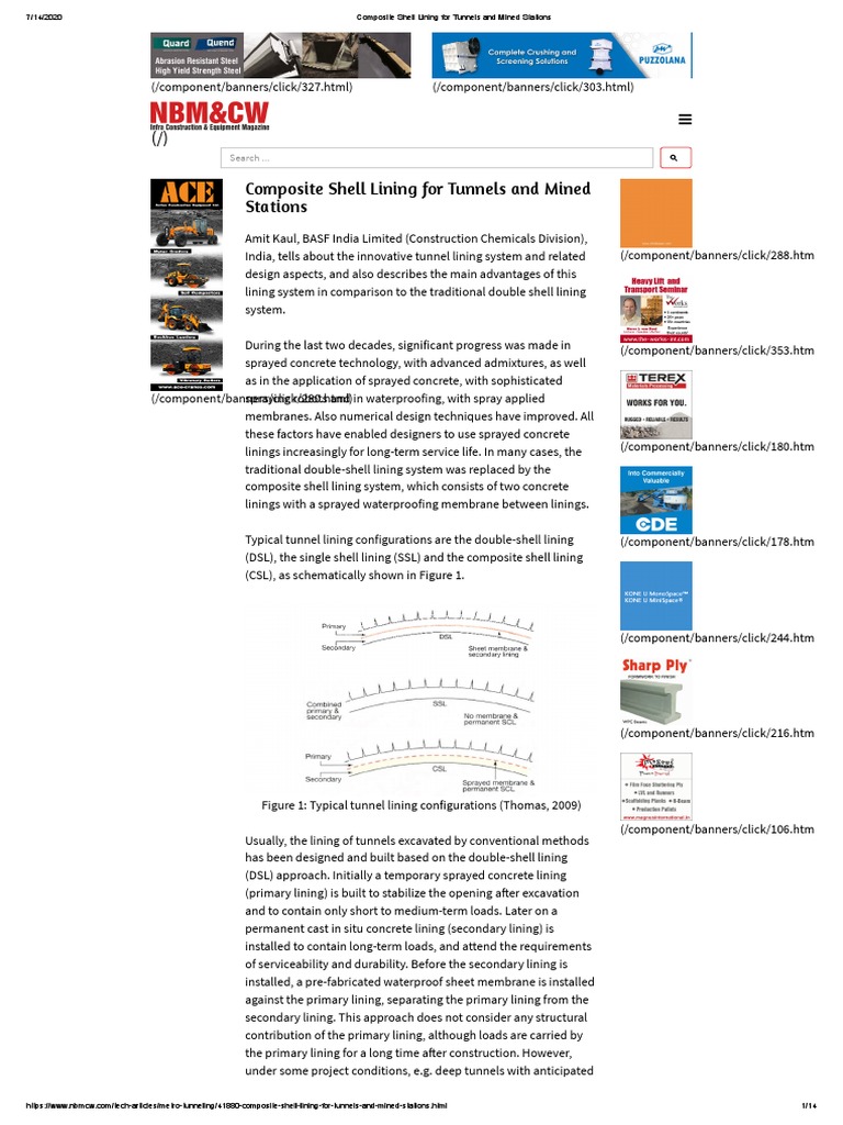 Composite Shell Lining for Tunnels | PDF | Tunnel | In Situ