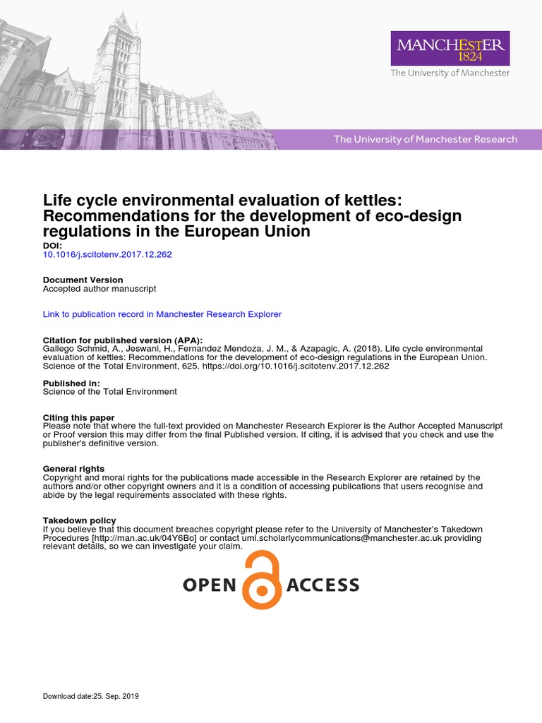 Environmental Sustainability of Kettles PDF Life Cycle Assessment