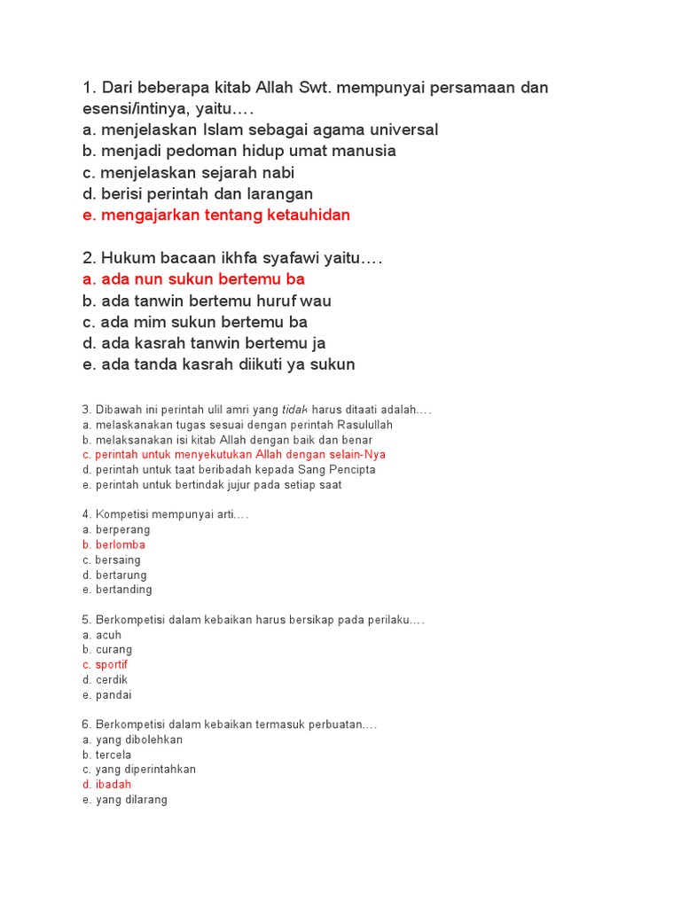 Soal Pai Kelas Xi Smster Ganjil 2019 Pdf