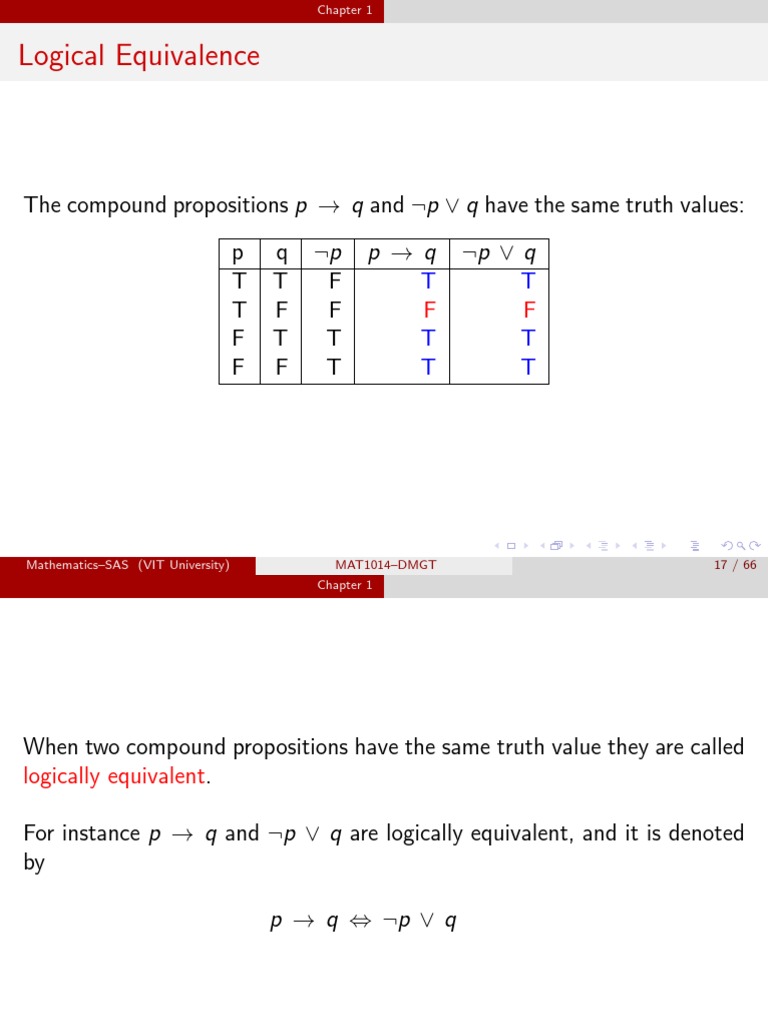 Understanding Logical Equivalence in Propositions | PDF | If And Only ...