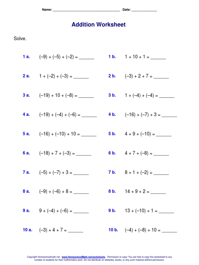 Addition Worksheet: Name: - Date | Download Free PDF | Monopoly ...