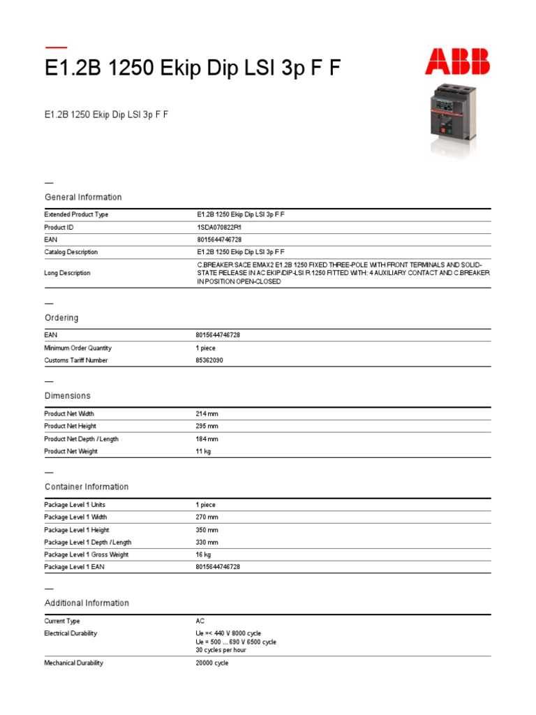 XT1B 160 TMD 100-1000 3p F F: General Information PDF, 44% OFF