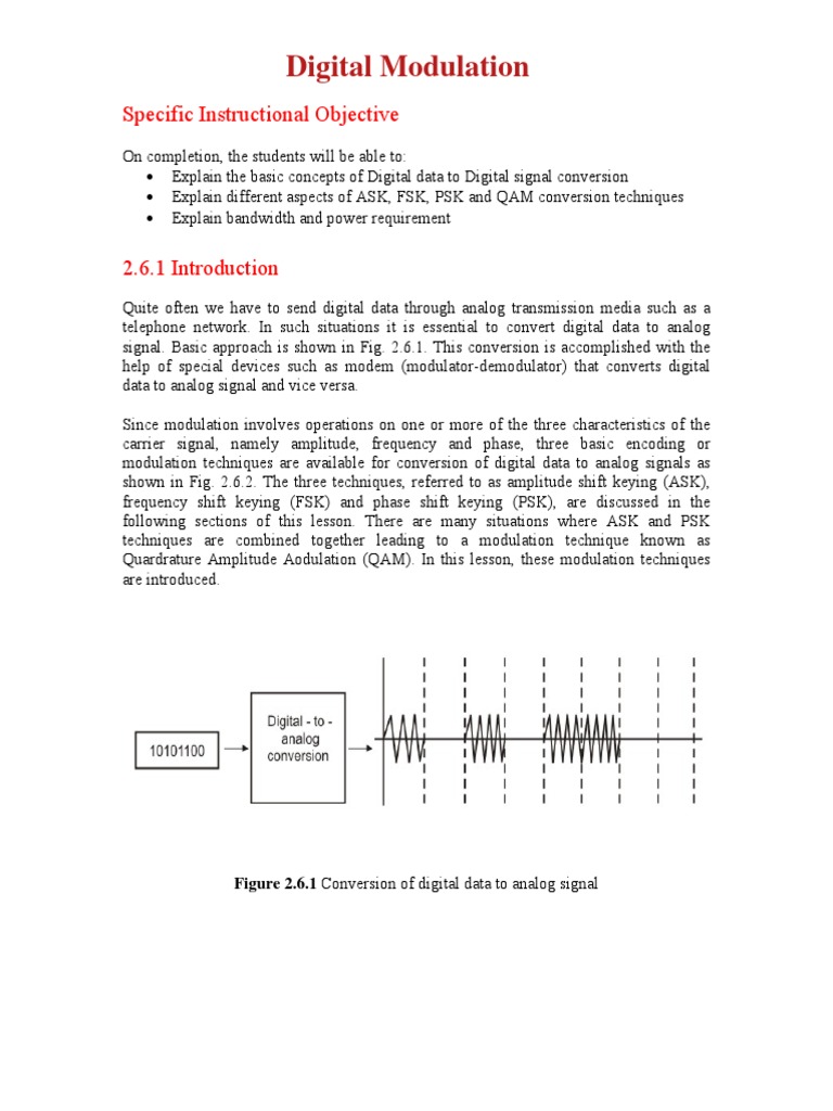 Digital-to-Analog Modulation Techniques | PDF | Modulation | Networks