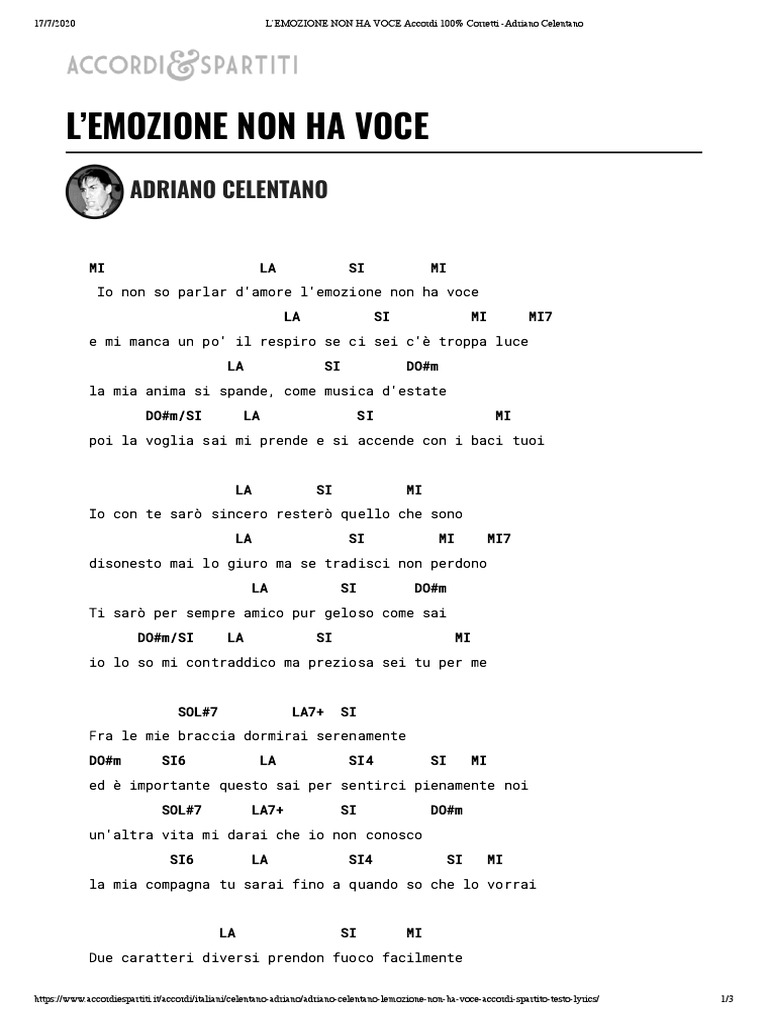 L'EMOZIONE NON HA VOCE Accordi 100