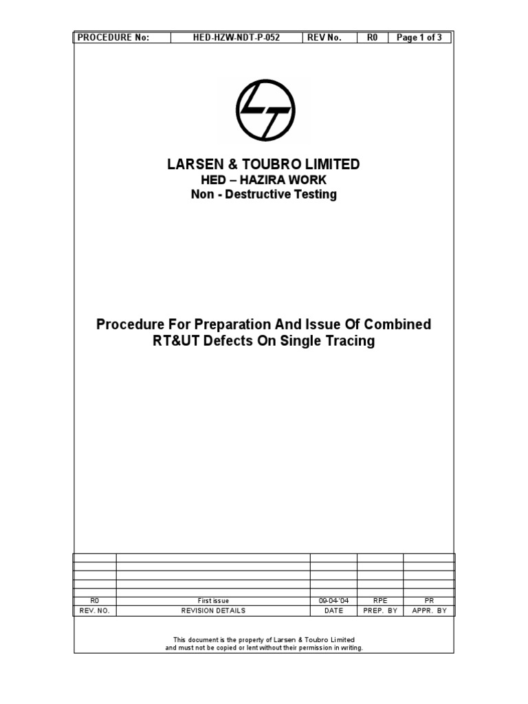 Combined RT & UT Defect Procedure | PDF | Business