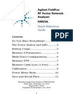 Agilent Fieldfox RF Vector Network Analyzer N9923A: Quick Reference Guide