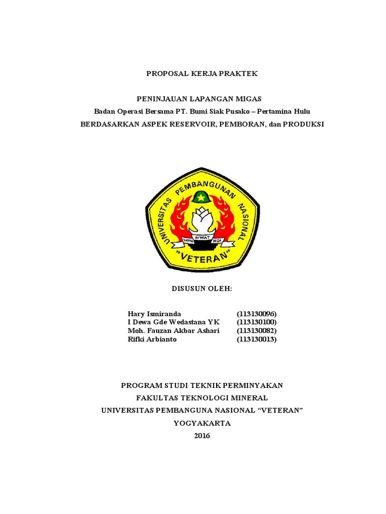 Proposal Kerja Praktek Migas UPN Yogyakarta | PDF