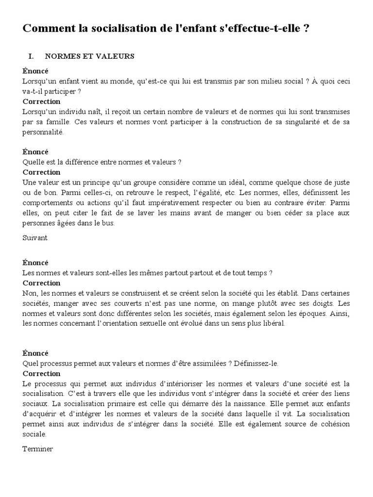 Comment Devenons Nous Des Acteurs Sociaux Par Rapport Au Schéma 1 Exo 10, 11 & 12 Correction | PDF | Socialisation | Identité (Science  sociale)