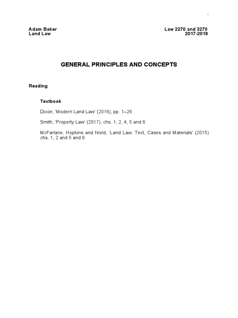 Land 1 - Handout (2017) (Back-Up) | PDF | Fee Simple | Leasehold Estate