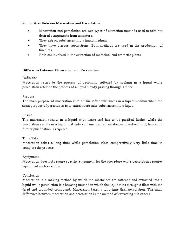 Similarities Between Maceration and Percolation PDF