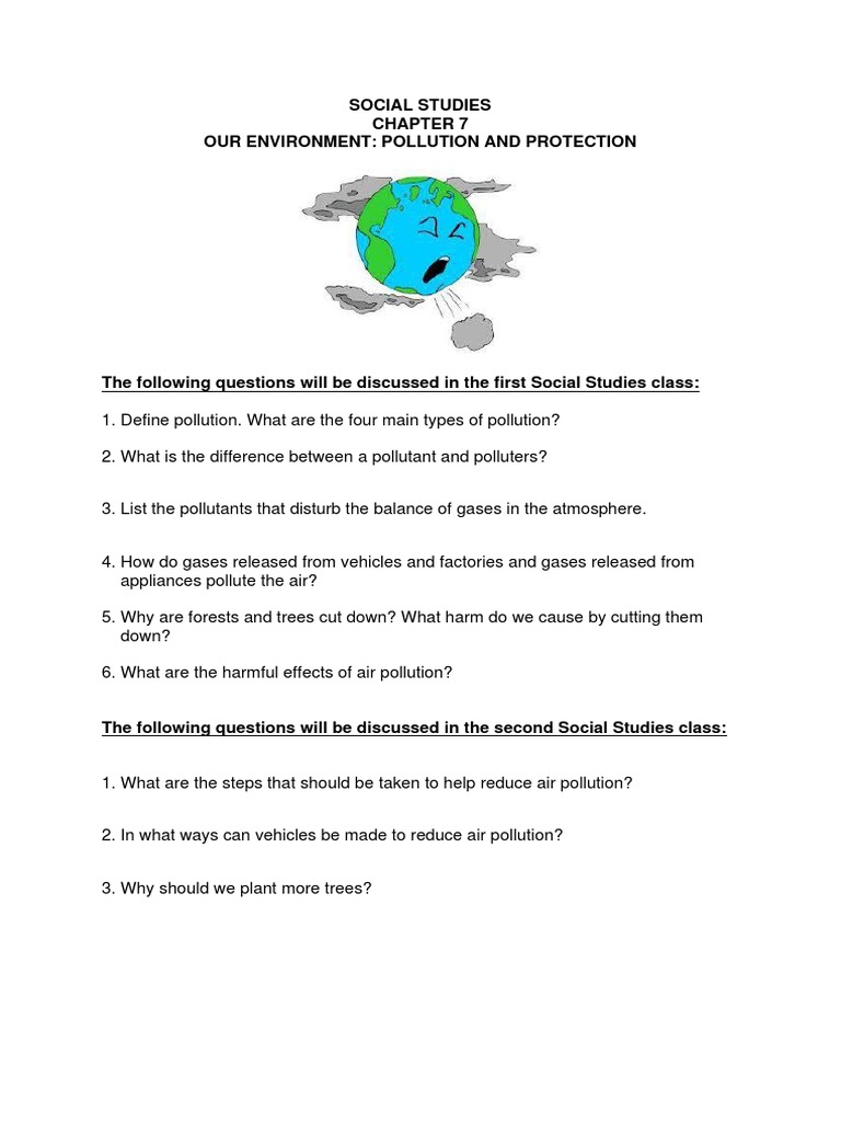 S.ST Questions - Our Environment - Pollution and Protection PDF | PDF ...