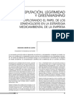 Reputación, Legitimidad y Greenwashing. Explorando El Papel de Los Stakeholders en La Estrategia Medioambiental de La Empresa