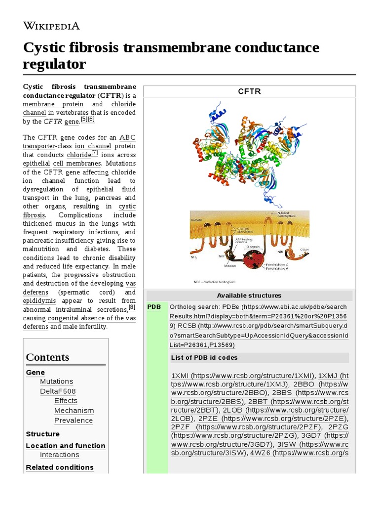 Cystic Fibrosis Transmembrane Conductance Regulator CFTR Is A PDF 