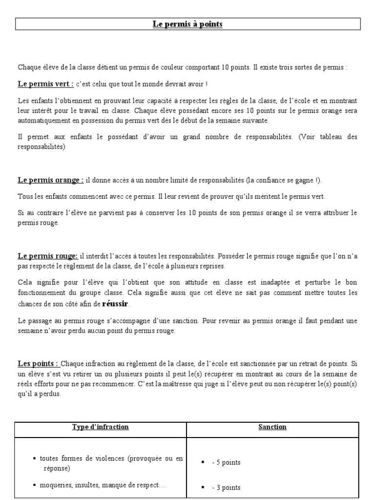 Permis à Points : Règles et Responsabilités | PDF