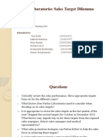 Parkin Laboratories Sales Target Dilemma: Submitted To-Dr.. Sandeep Puri Submitted by