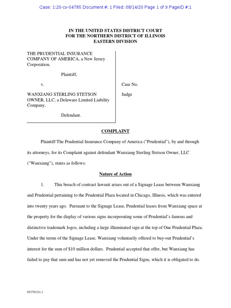 Prudential Lawsuit PDF Leasehold Estate Lease
