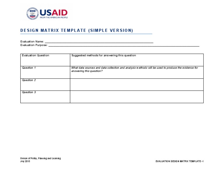 Design Matrix Template (Simple Version) | PDF