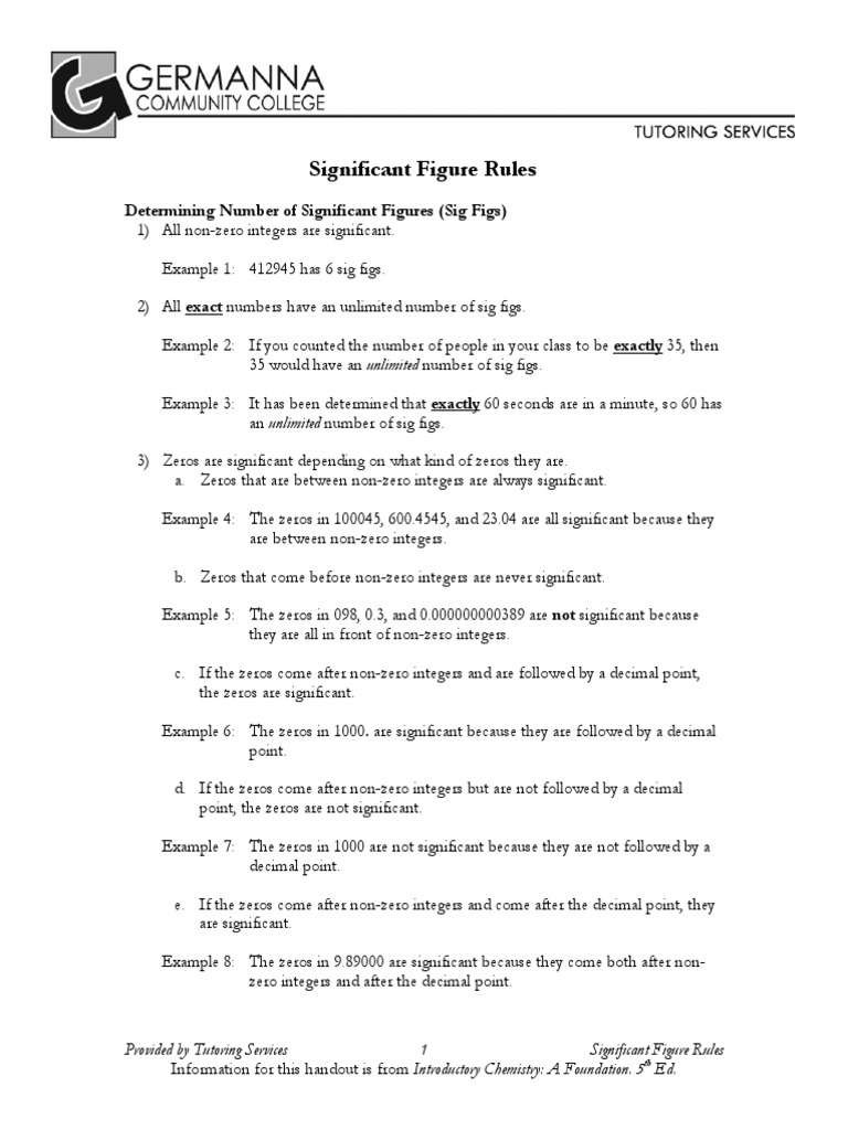 Significant Figures: Rules and Examples | PDF | Significant Figures ...