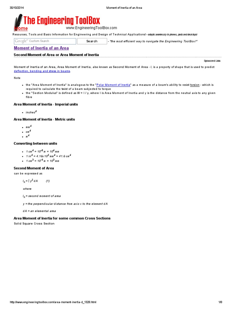 Moment of Inertia of An Area | PDF | Beam (Structure) | Continuum Mechanics