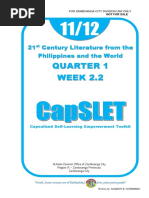 Quarter 1 WEEK 2.2: 21 Century Literature From The Philippines and The World