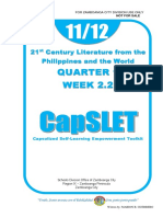 Quarter 1 WEEK 2.2: 21 Century Literature From The Philippines and The World
