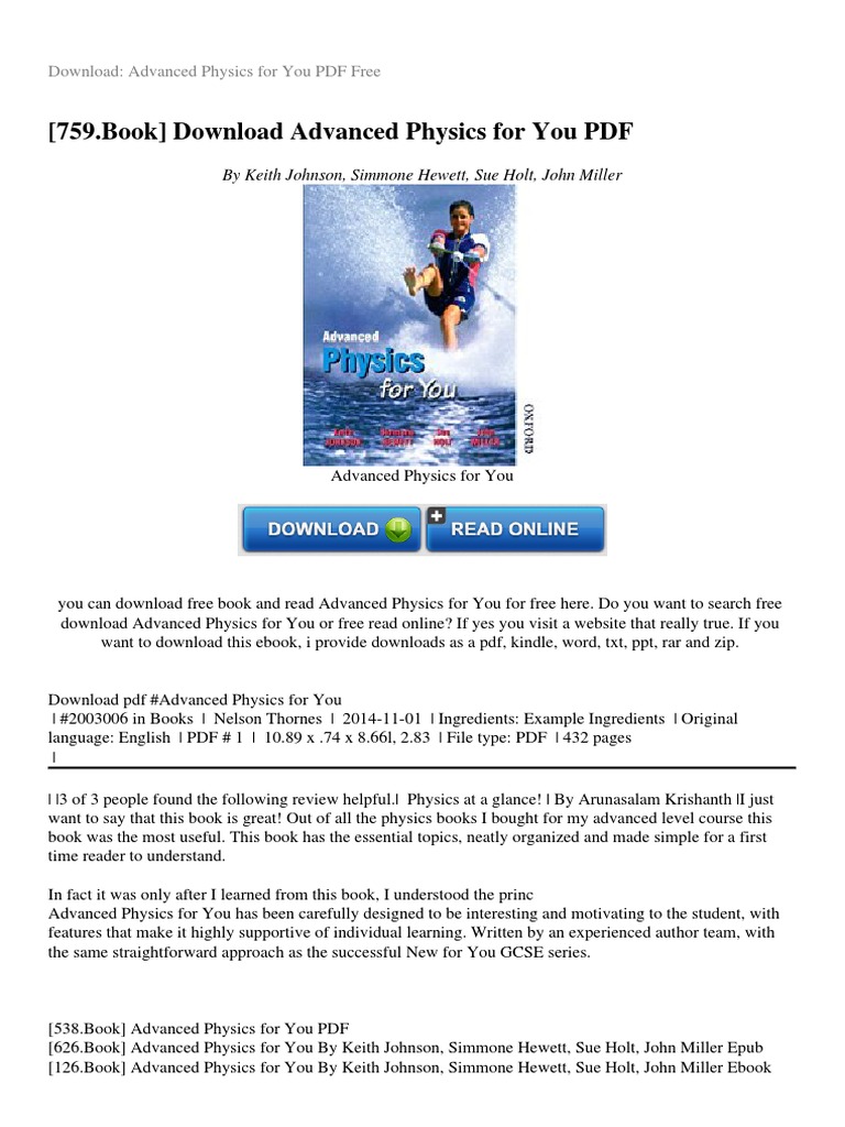Advanced Physics for You PDF Download | PDF