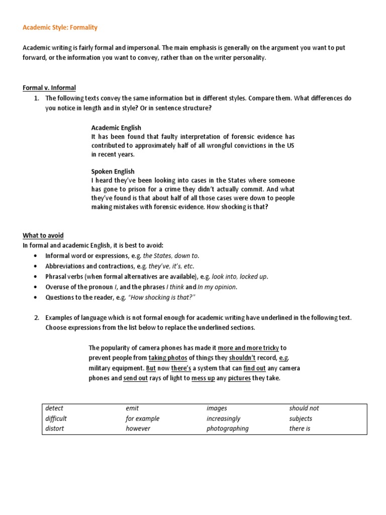 Academic Style - Formality | PDF | English Language | Linguistic Morphology