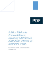 Política pública El Retiro 2019-2030: Un lugar para crecer