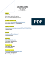 Example Student Info Sheet