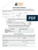 Declaration of Finances Form for International Students