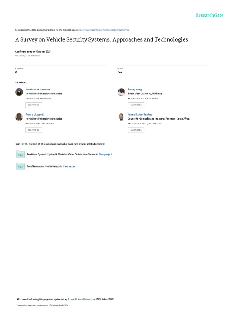 A Survey On Vehicle Security Systems Approaches and Technologies PDF