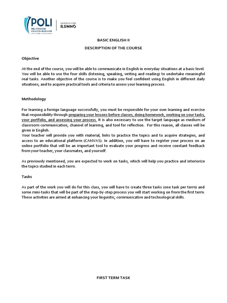 Academic Program Basic English 2 | PDF | Question | Test (Assessment)