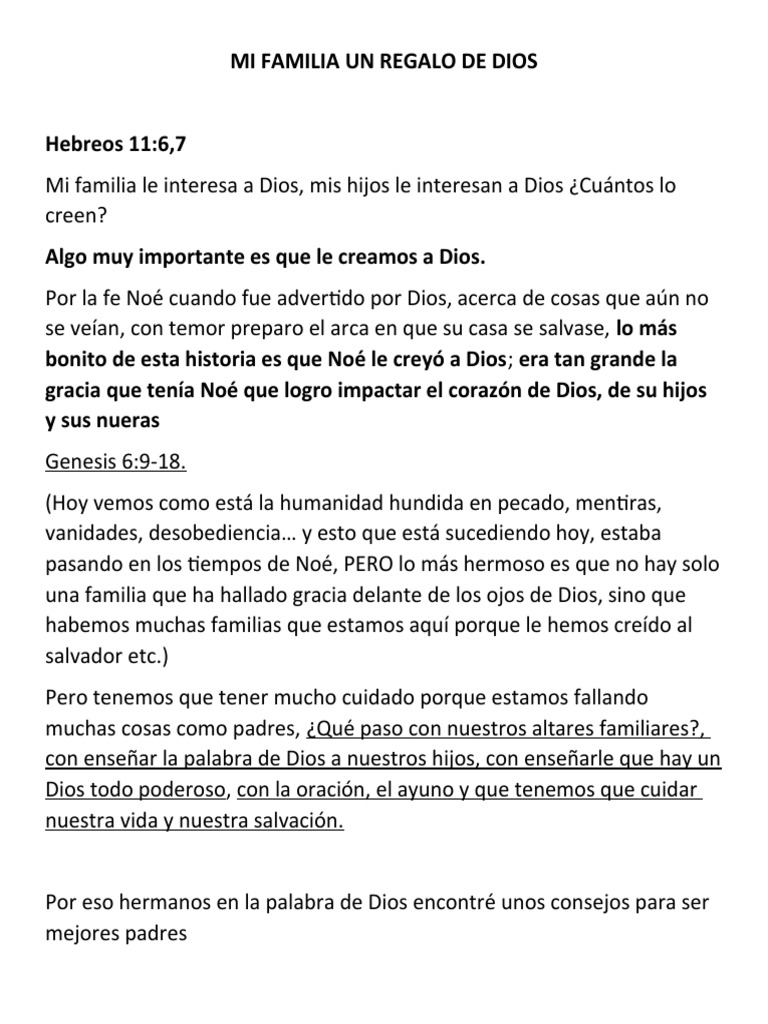 Mi Familia Un Regalo de Dios | PDF | Cocina, comidas y vino | Salud y ...