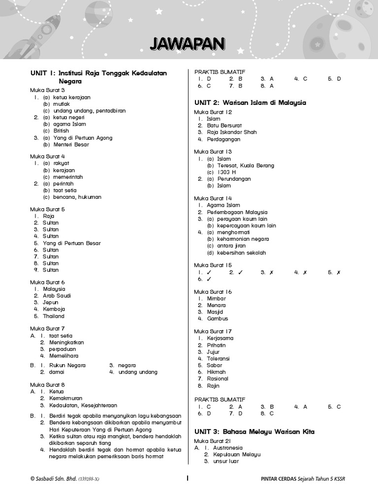 Jawapan Modul Aktiviti Pintar Cerdas Sejarah Tahun 5 Pdf Pdf