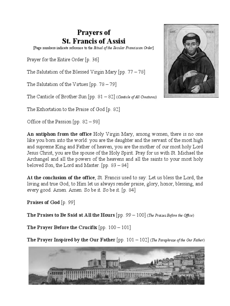 Microsoft Word Prayers Of St Francis Of Assisi Pdf God The Father