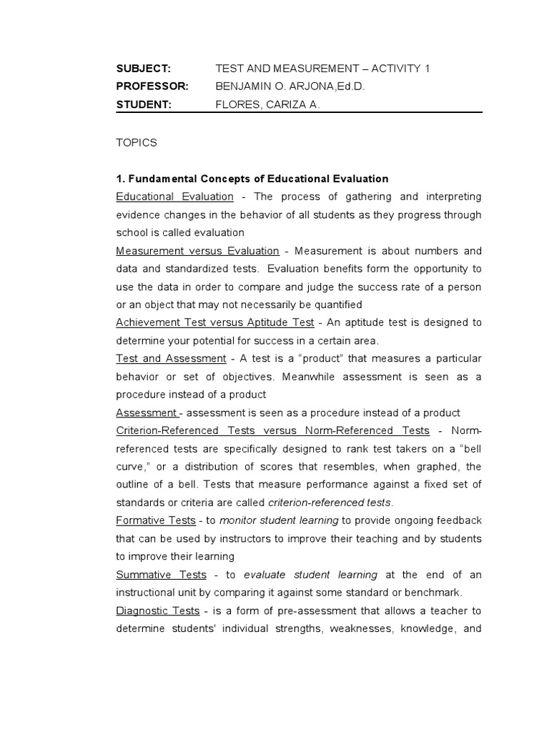 Educational Evaluation Concepts | PDF | Standardized Tests | Test ...