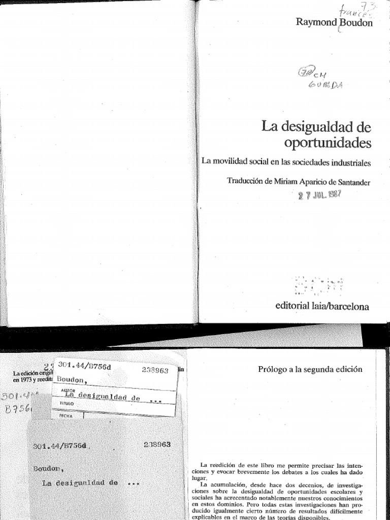 La Desigualdad de Oportunidades Boudon PDF | PDF