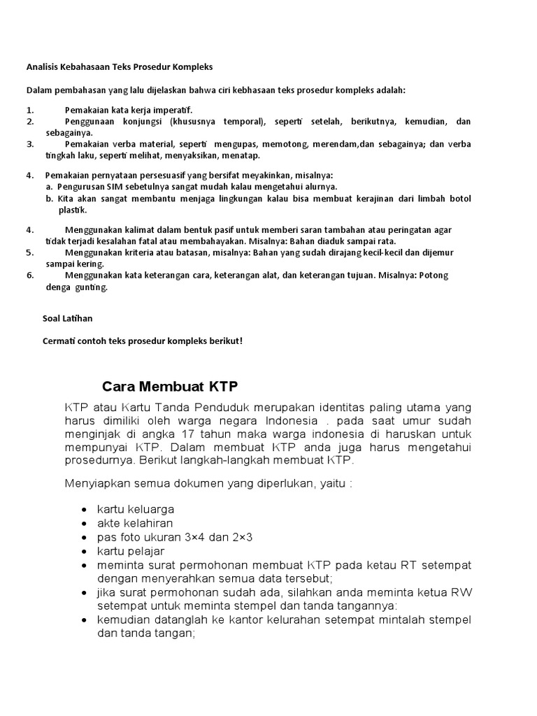 Teks Prosedur Analisis Kebahasaan Dan Contoh