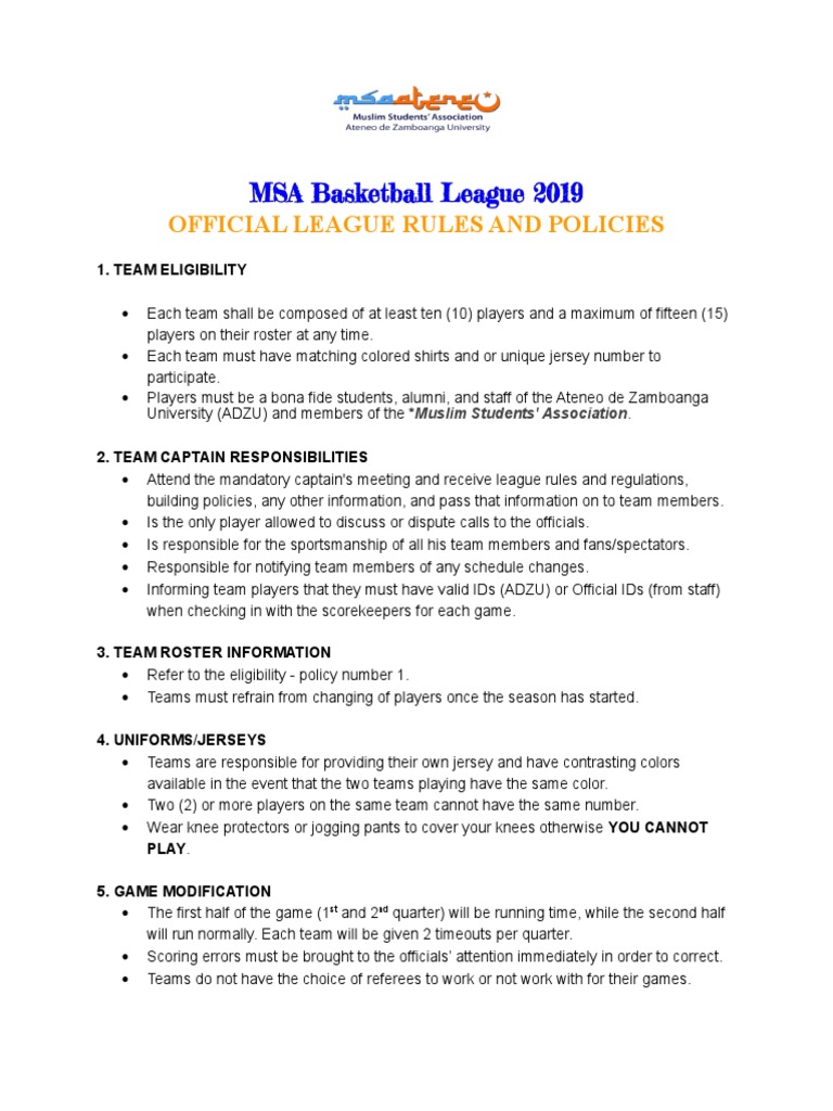 Team Captain Duties and Jersey Rules | PDF | Athletic Sports | Teams