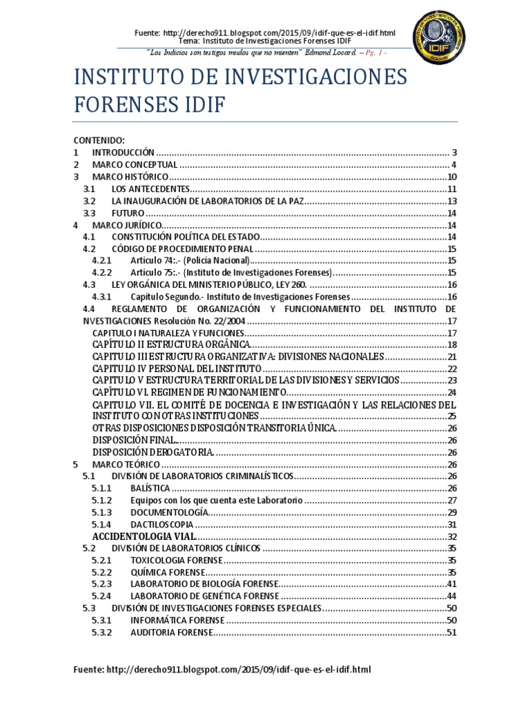 Instituto de Investigaciones Forenses IDIF | PDF | Ciencia forense ...