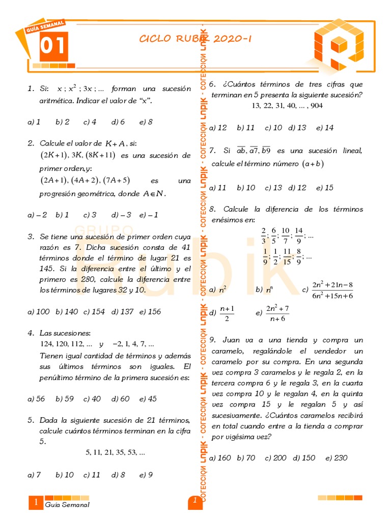 Problemas de Sucesiones y Operaciones Matemáticas | PDF | División ...