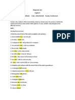 Diagnostic Test English II Name: JUAN FELIPE GONZALEZ Code: 20612016160 Faculty: Architecture