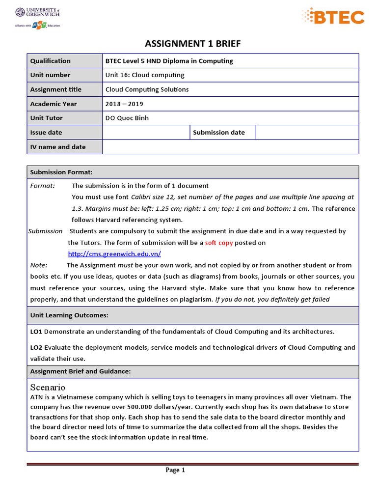Unit 16 Assignment 1: Cloud Solutions | PDF | Cloud Computing | Databases
